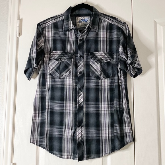 Men’s Chalc Short Sleeve Button Down Shirt - Picture 2 of 5